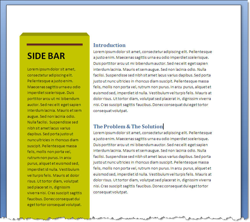 How to Add a Stylish SIDEBAR Text Box to a MS Word 2007 or Word 2010