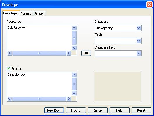 envelope address template open office