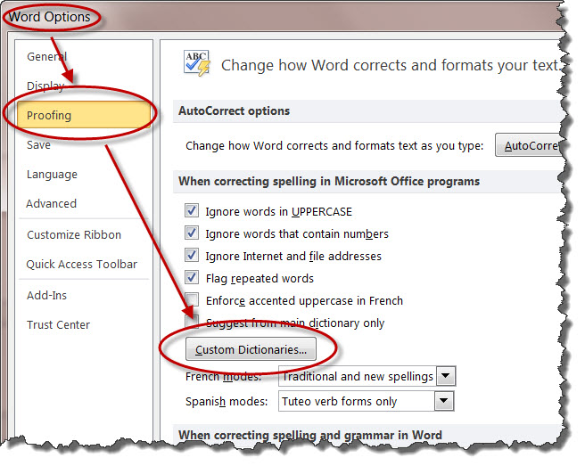 How To Edit And Manage The Custom Dictionary In A Ms Word 2010
