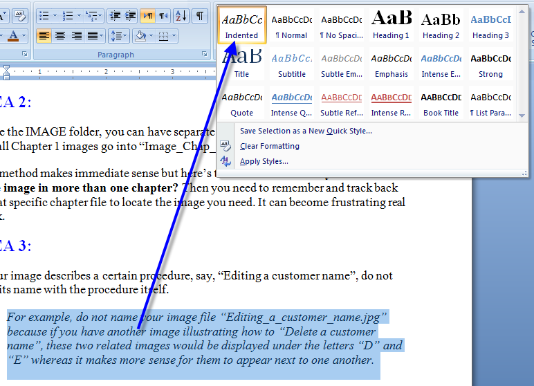 MS Word New Paragraph Style Out Of Text 5 Create New Style From Formatting 