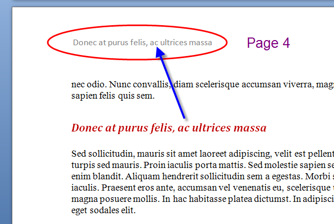 how to put name in header only on first page in word