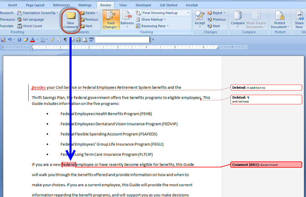 how to review word document