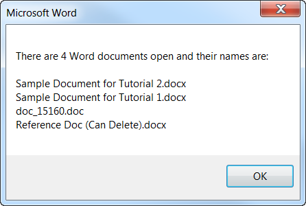 Word Documents Open MSGBOX